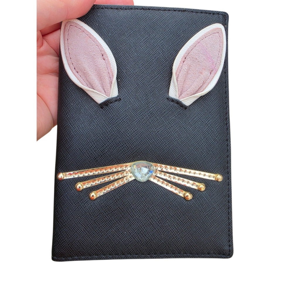 NWOT New Kate Spade Bunny Rabbit Caed Wallet Bifold Black Pink